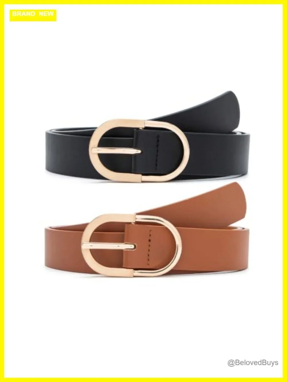 2 Pack Faux Leather Belts for Jeans Women Waist Belt Fashion